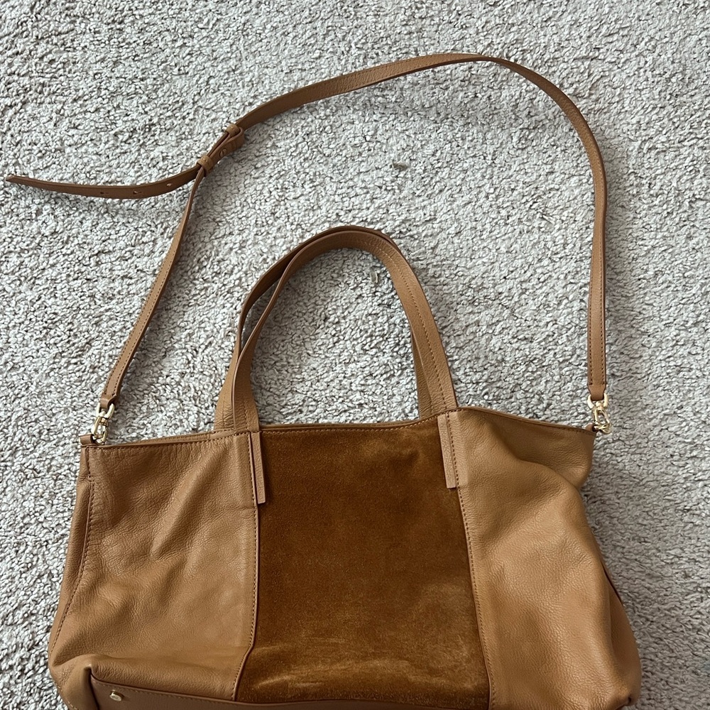 Banana Republic Tan Leather & Suede Tote Bag with Strap